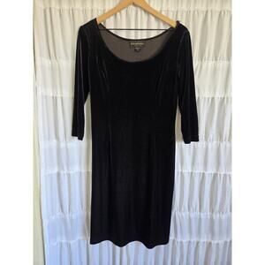 Scott McClintock Womens Vintage Size 8 Black Velvet Midi Dress 3/4 Sleeve Gothic